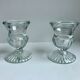 Paire de bougeoirs en verre moulé années 50-60