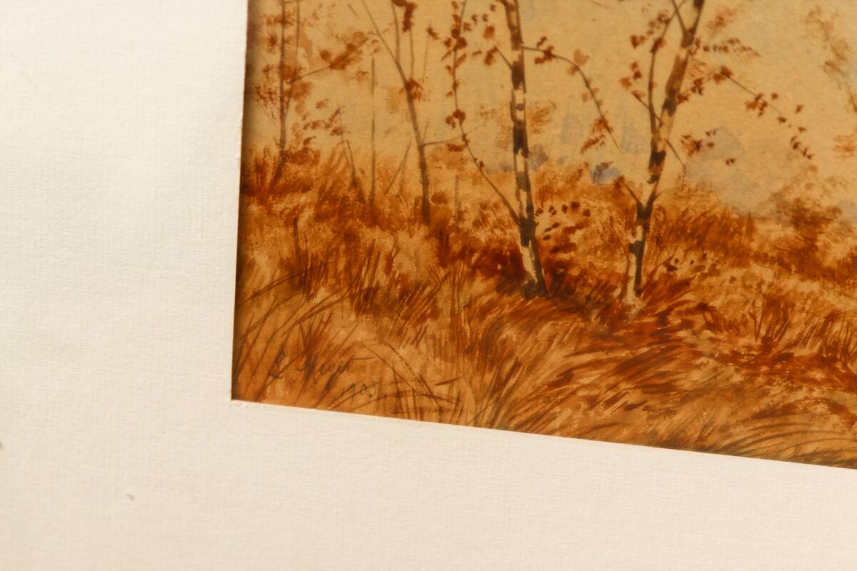 Pair of watercolors, animated landscapes, L. Meyer