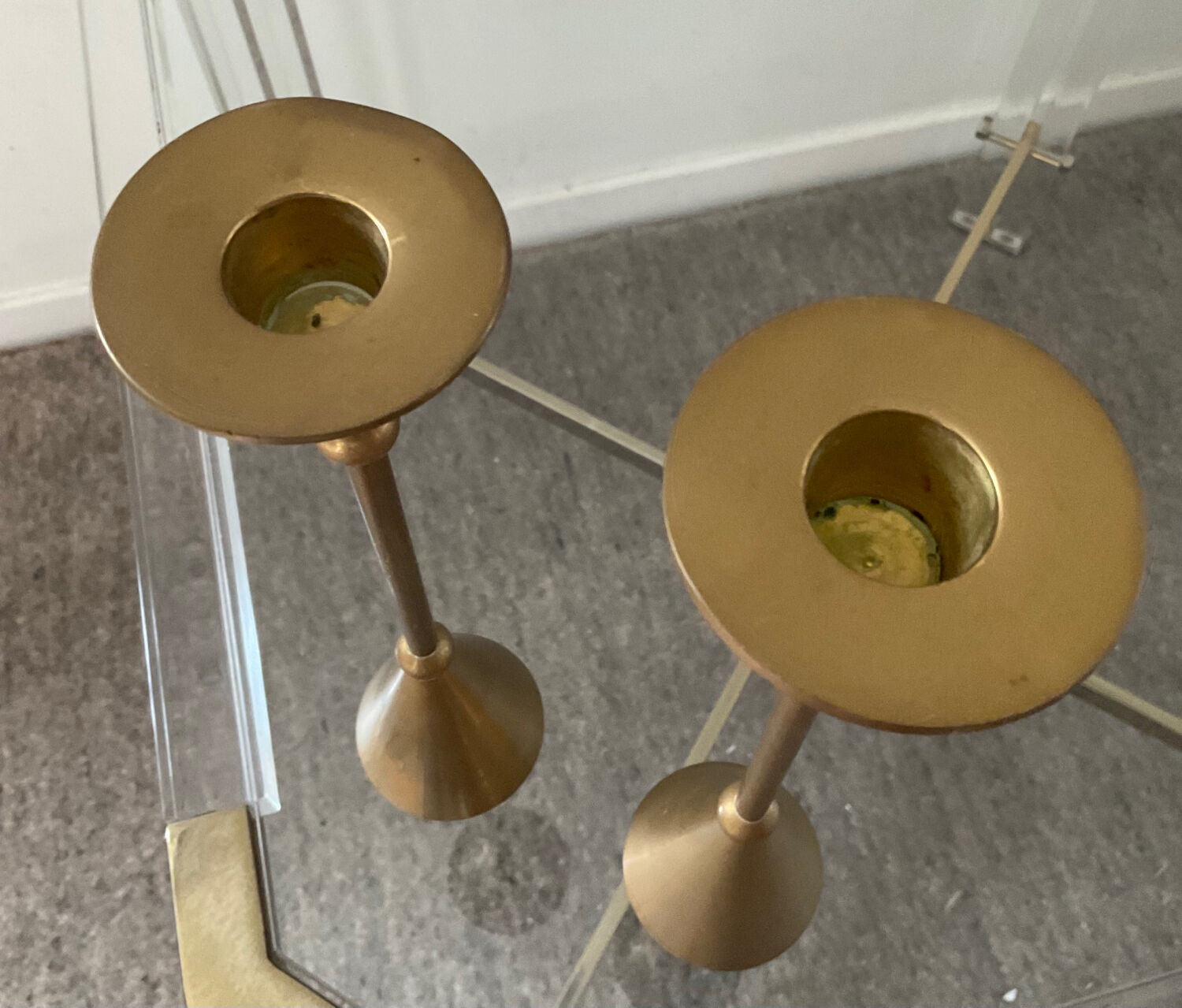 Pair of vintage brass candle holders