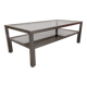 Table basse à 2 plateaux en inox brossé et verre fumé, France vers 1970