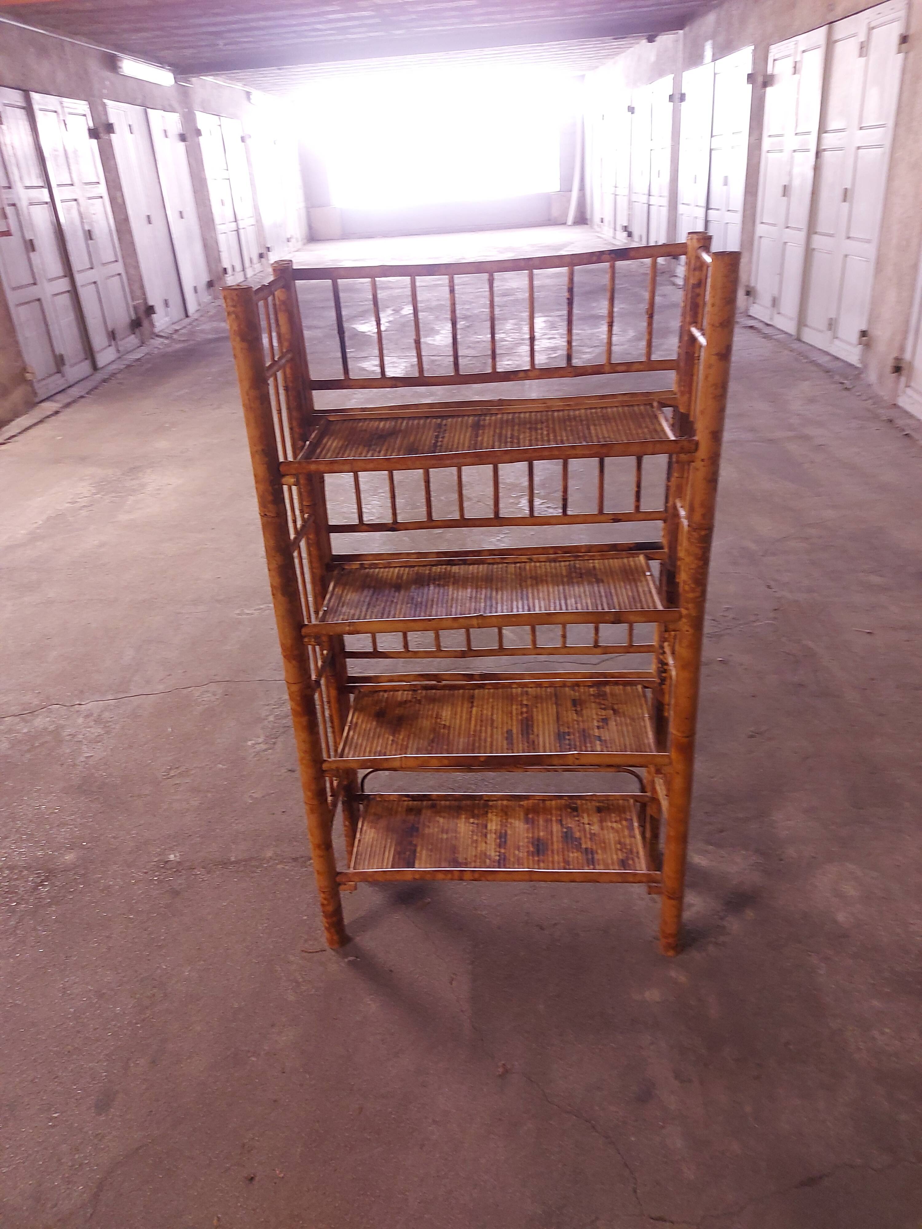 Vintage folding bamboo shelf