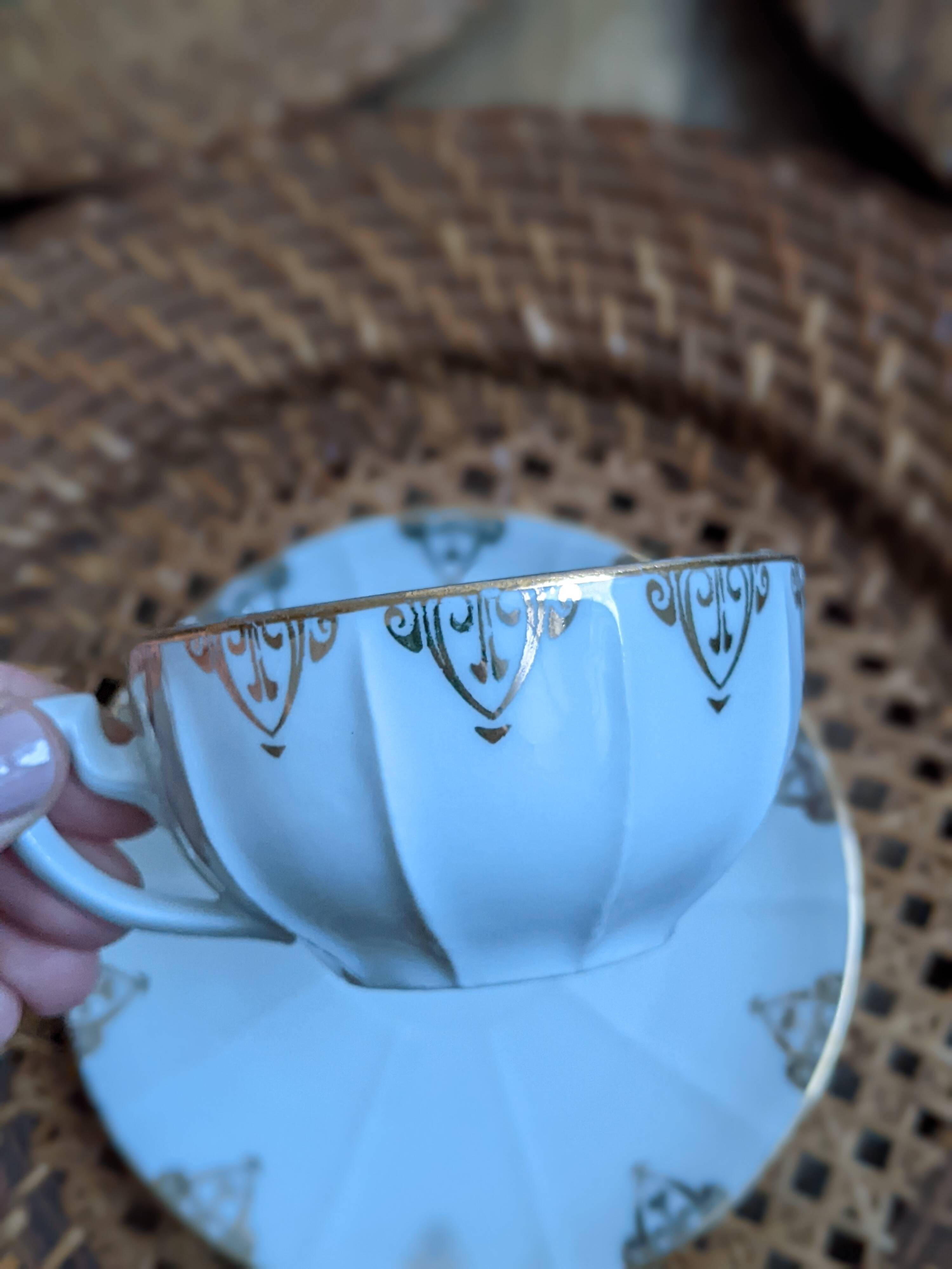 Vintage tea coffee service fine porcelain art deco gilded