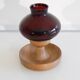 Scandinavian glass and wood candlestick 1960