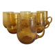 Verres chopes en verre soufflé ambré , années 70