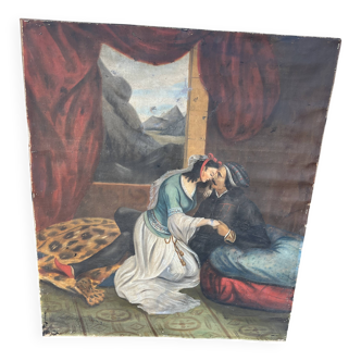 Grand Orientalist Tableau – Harem Scene: The Couple and the Panther