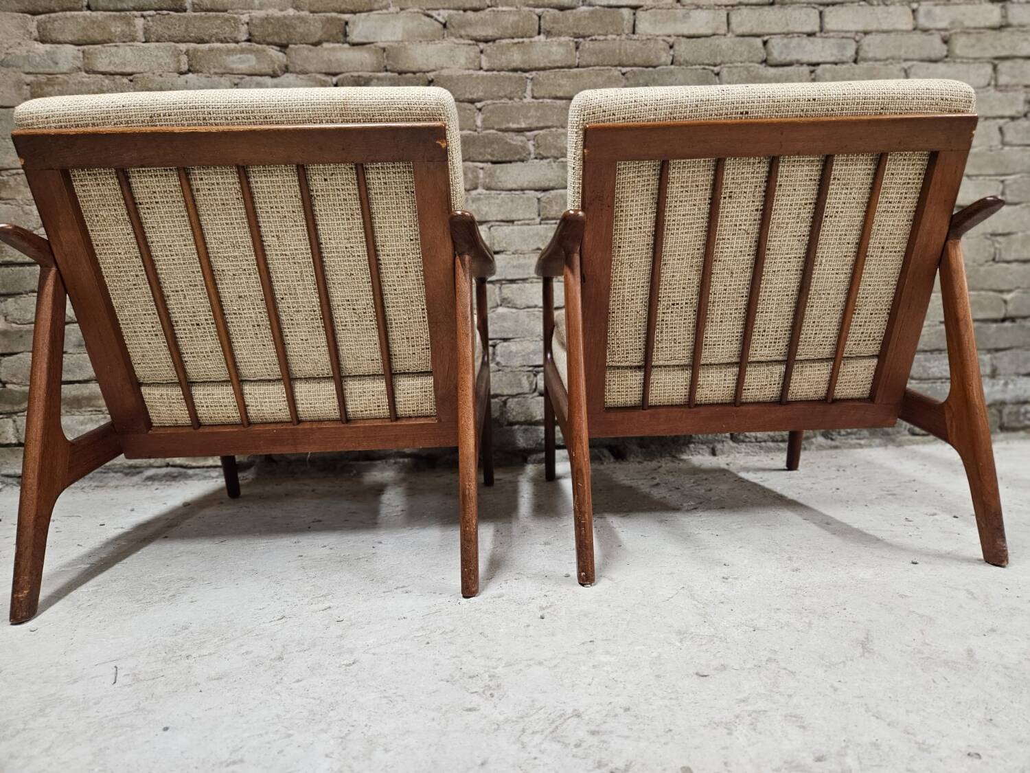 Pair of Scandinavian Danish teak armchairs 1960