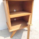 Vintage bedside table circa 1960 in raw wood