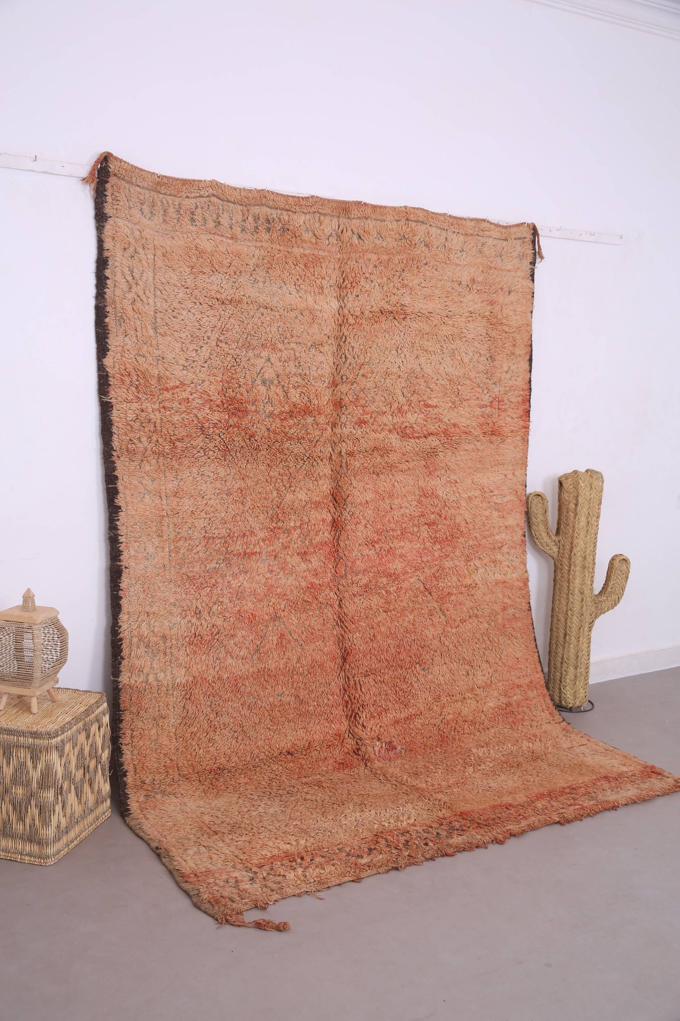 Peach Vintage Moroccan Rug 183 x 274 cm, Berber Wool Rug, Bohemian Rug