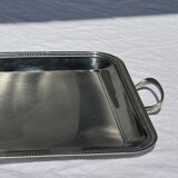 Classic silver tray with pearl stripe frieze