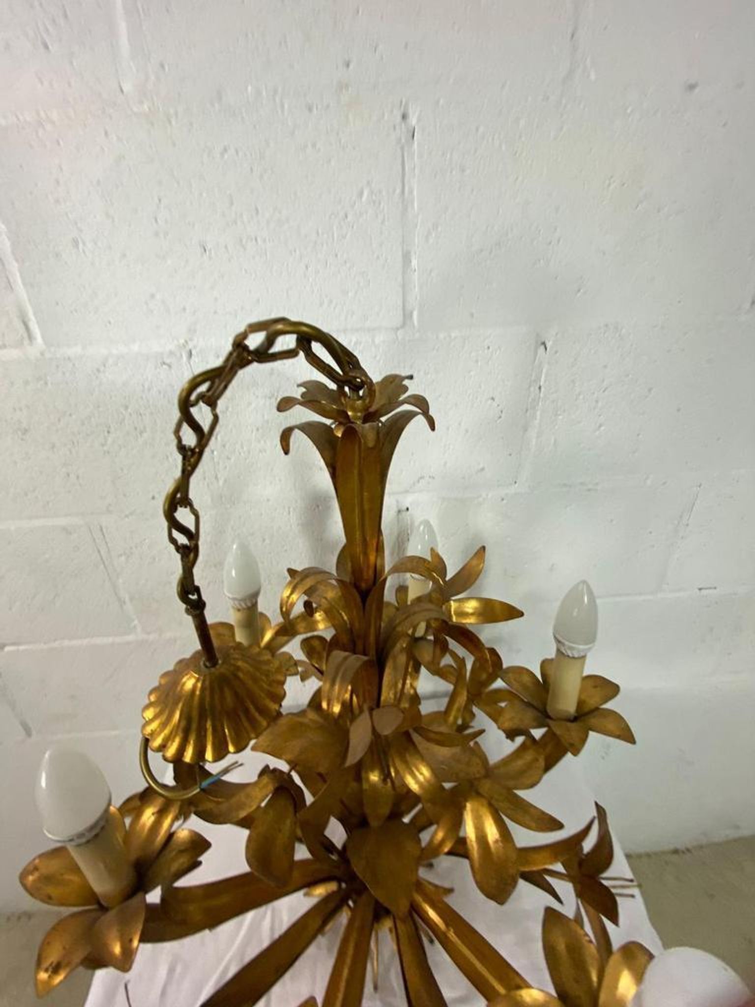 Vintage "golden" pendant lamp / flower chandelier