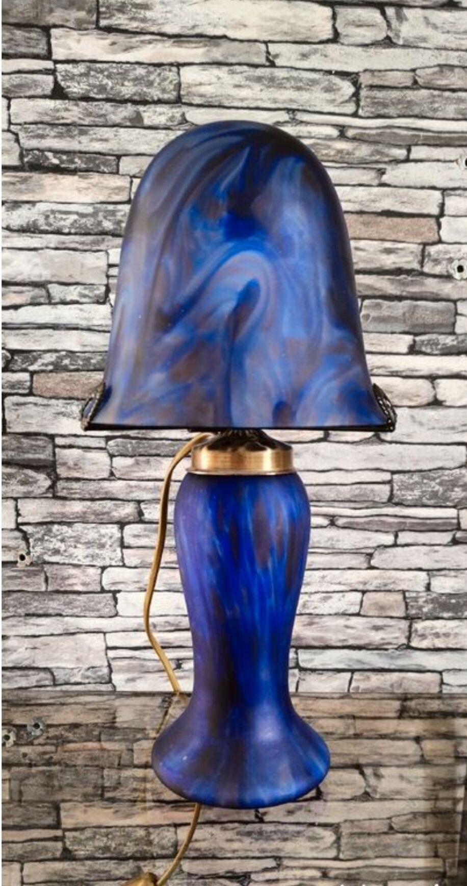 Mushroom lamp in glass paste 1980