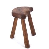 Pair of wooden tripod stools, mountain work, 1950s