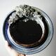 Round wall mirror in blue stoneware La Borne Catido floral decoration 1960 - Accidents