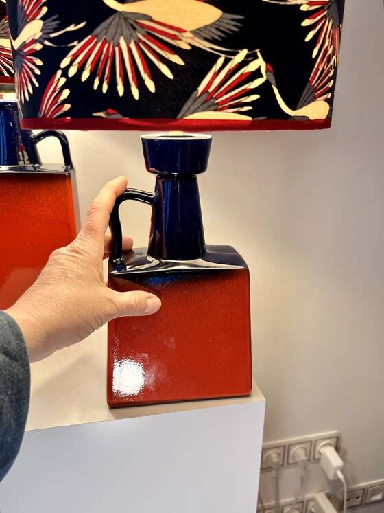 Unique designer lamp pair by Walter Brecht - West German ceramics