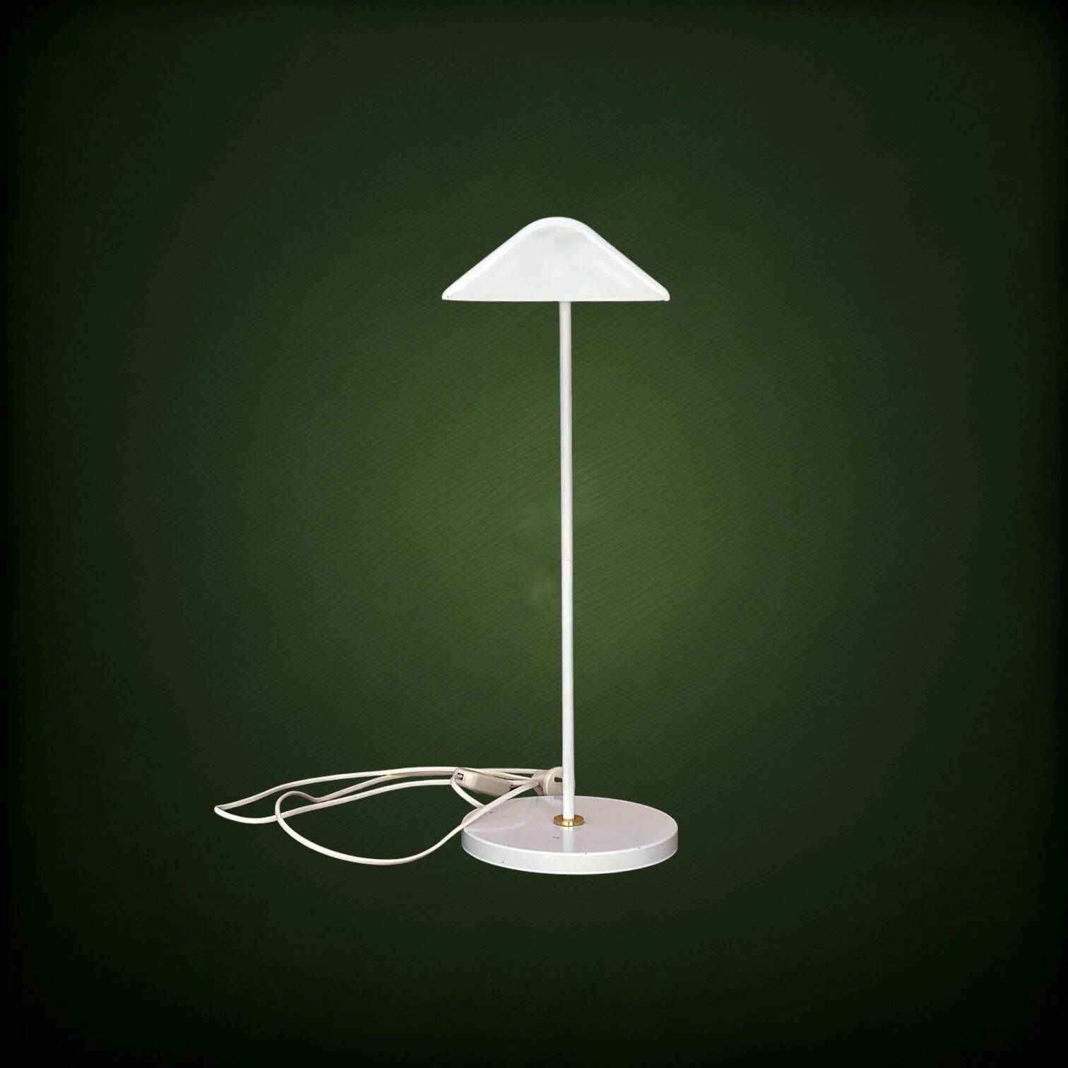 Modernist desk lamp in white metal and gold brass, Bauhaus spirit – 1960s