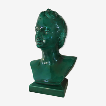 Buste femme 1950 céramique verte