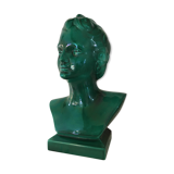 Bust woman 1950 green ceramic