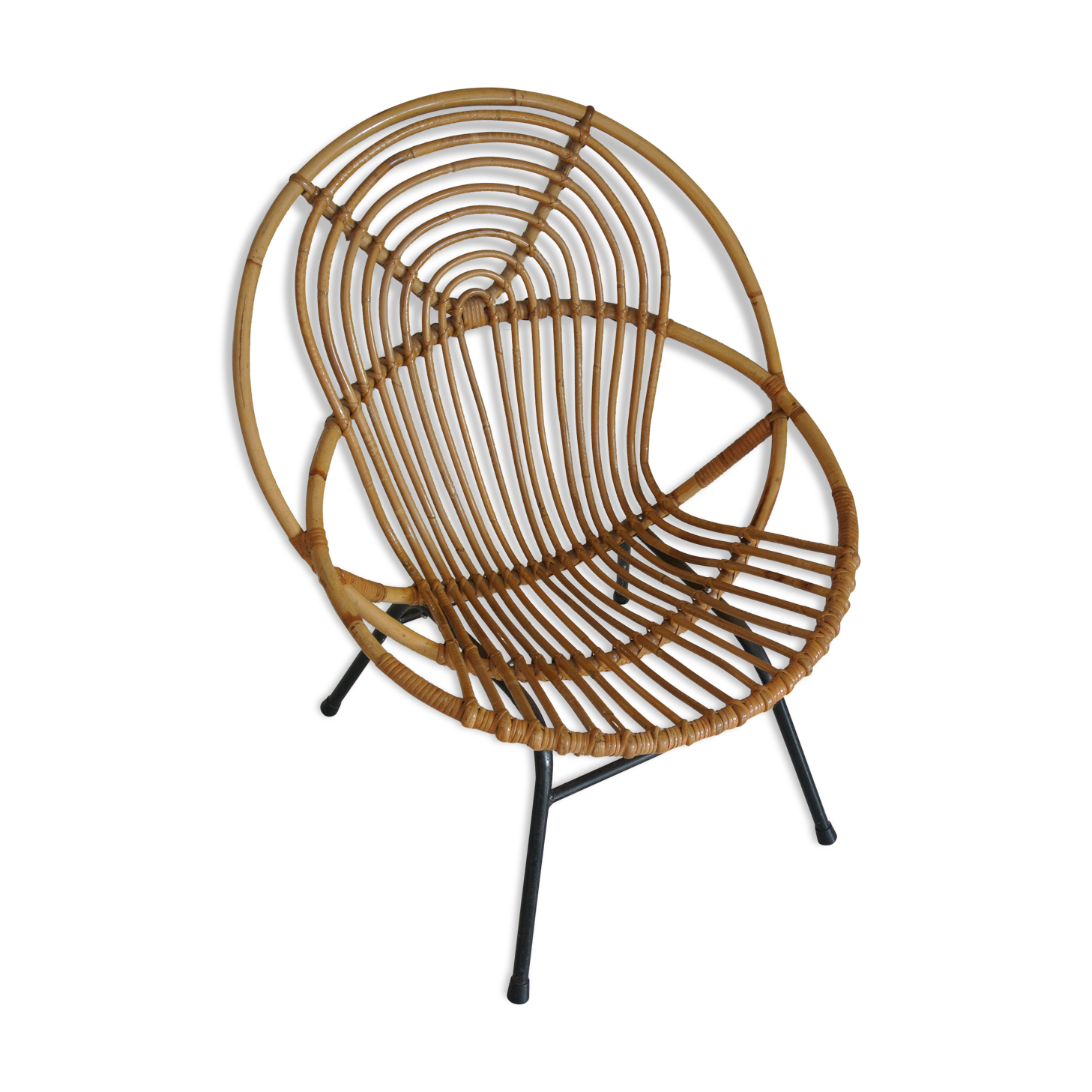Fauteuil en rotin des années 50