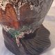 Flamed glazed ceramic slip vase molded pearly vintage vallauris