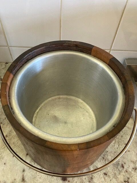 Exotic wood vintage ice bucket