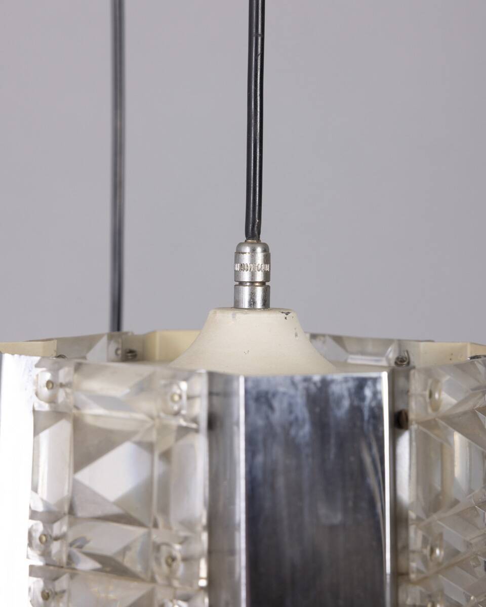 Vintage 1970s metal and crystal pendant lamp, kinkeldey design