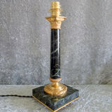 Empire style bedside lamp in bronze and green marble