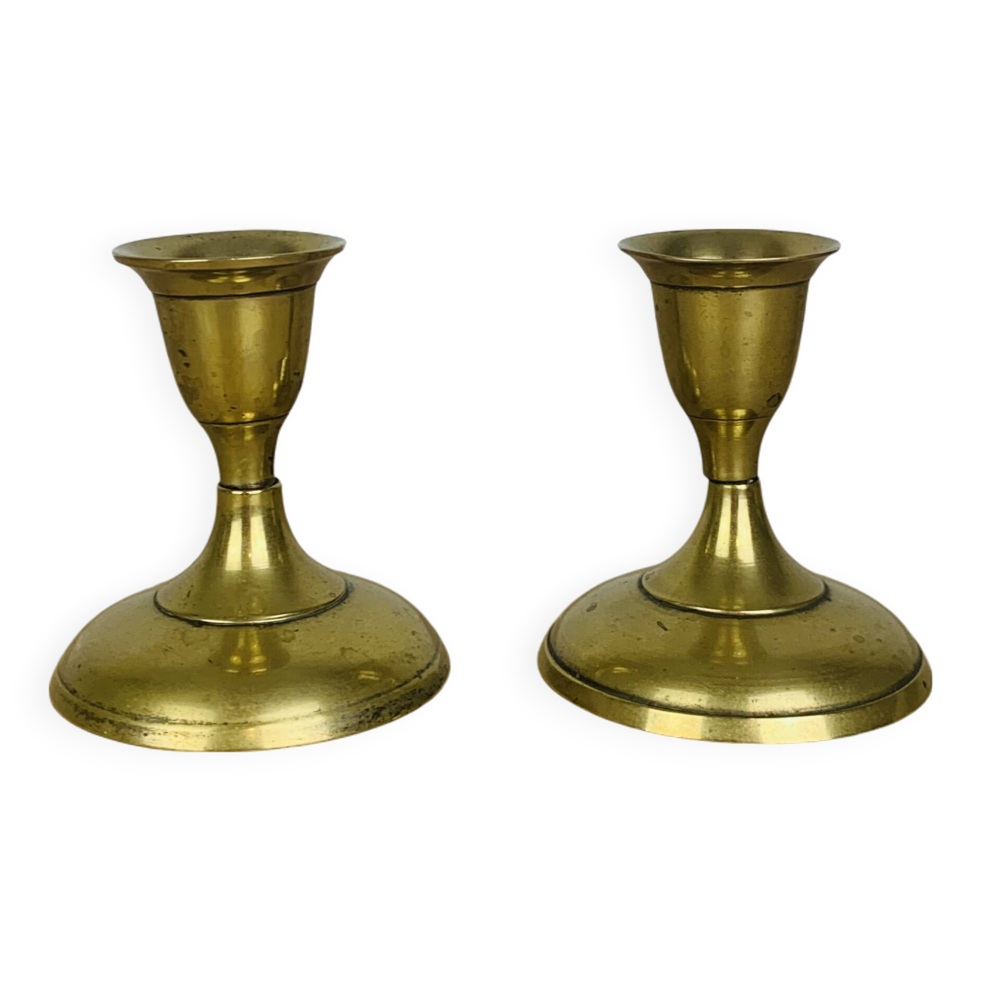 Pair of vintage gilded brass candlesticks