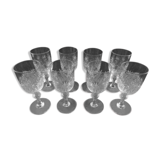 Service of 8 crystal wine glasses from Saint Louis or Baccarat
