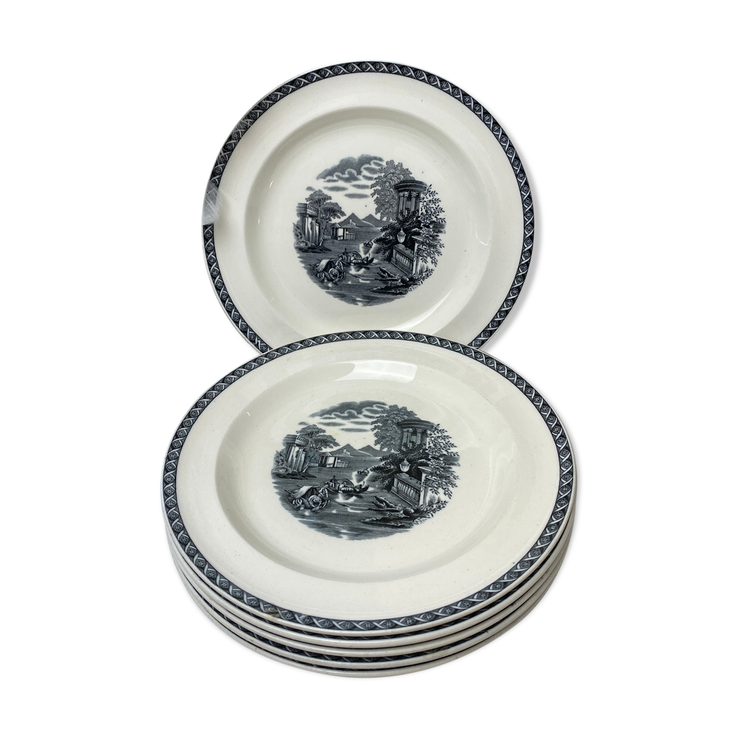 6 assiettes à brunch en porcelaine Wedgwood anciennes