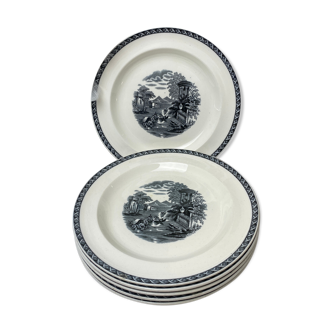 6 assiettes à brunch en porcelaine Wedgwood anciennes