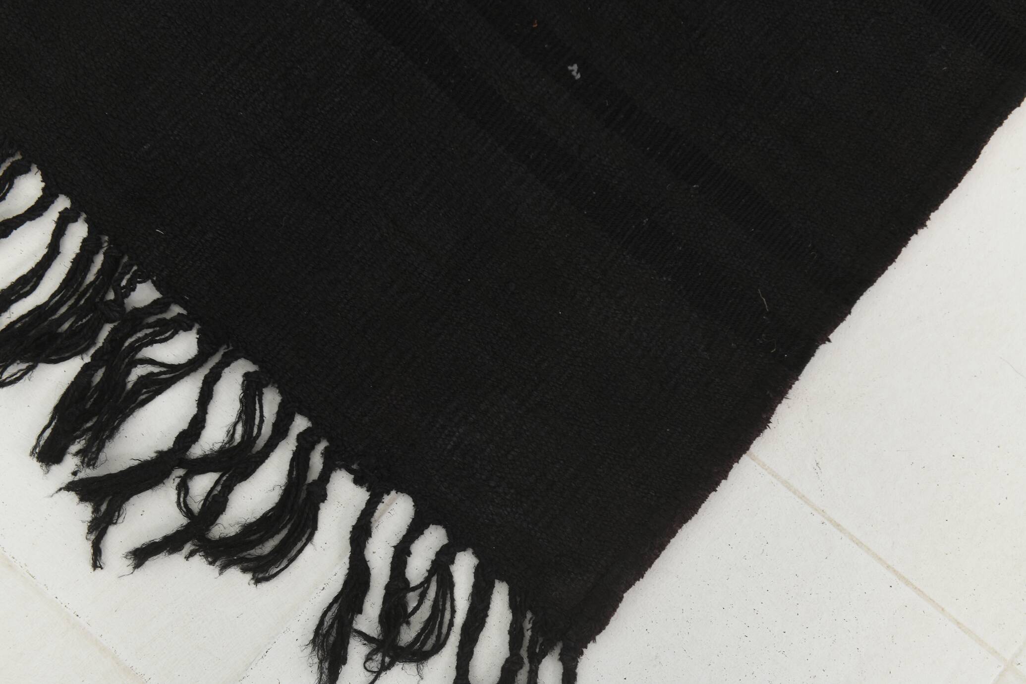 Striped Pattern Black Vintage Rug, 204x296 Cm