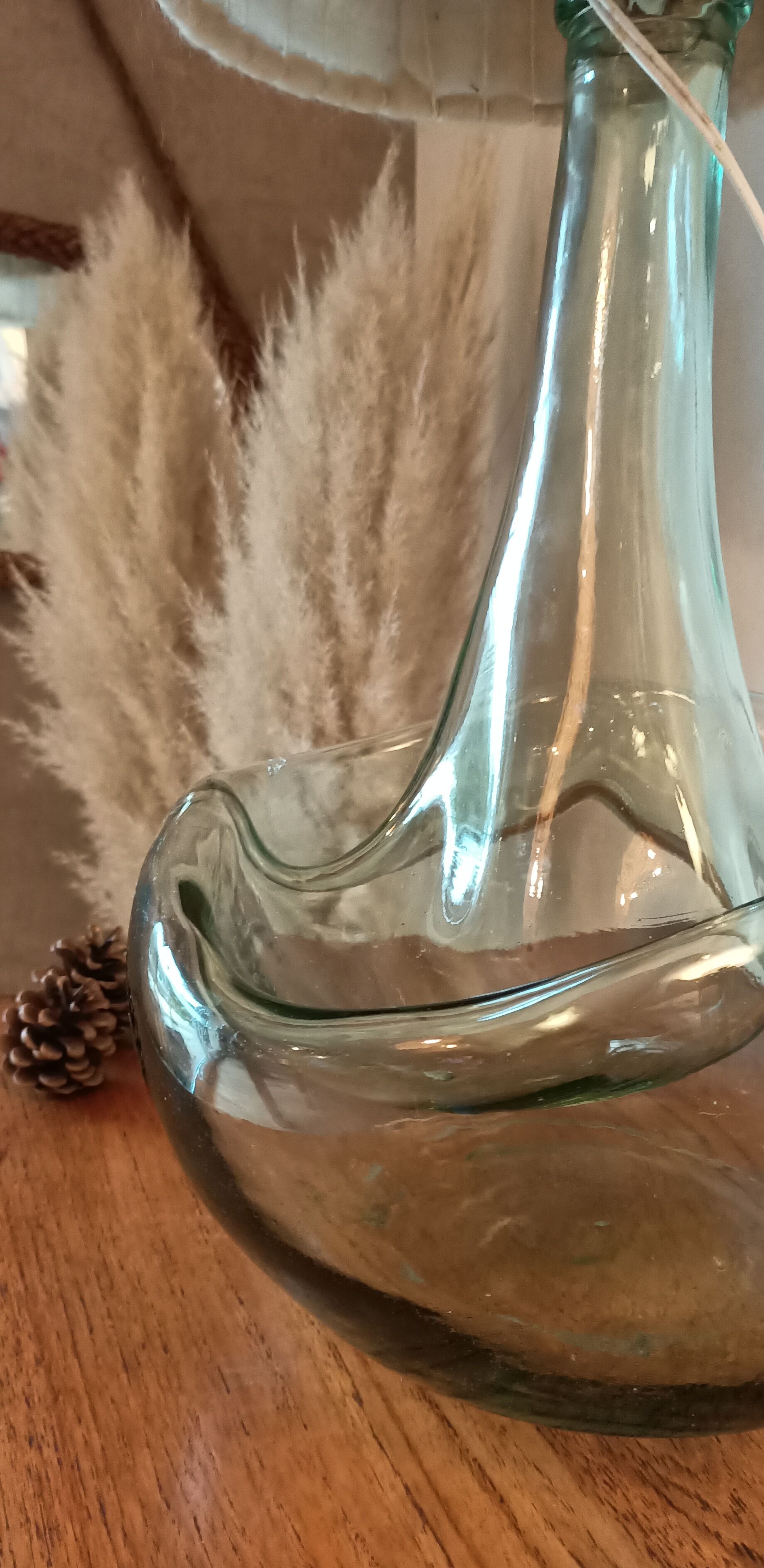 High glass lamp and vintage alpaca