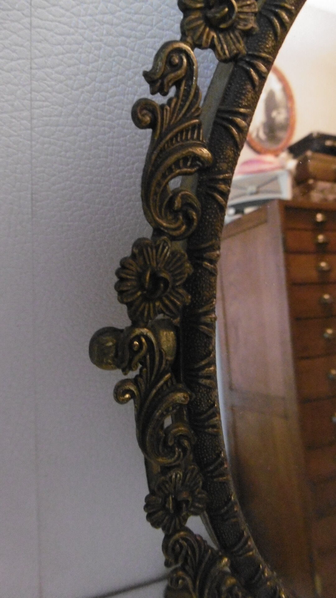 Psyche table mirror on brass stand