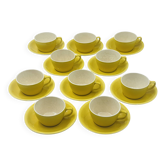 Service of 10 yellow Boch Belgium vintage cups.
