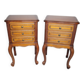 Paire de tables de chevet style Louis XV en merisier