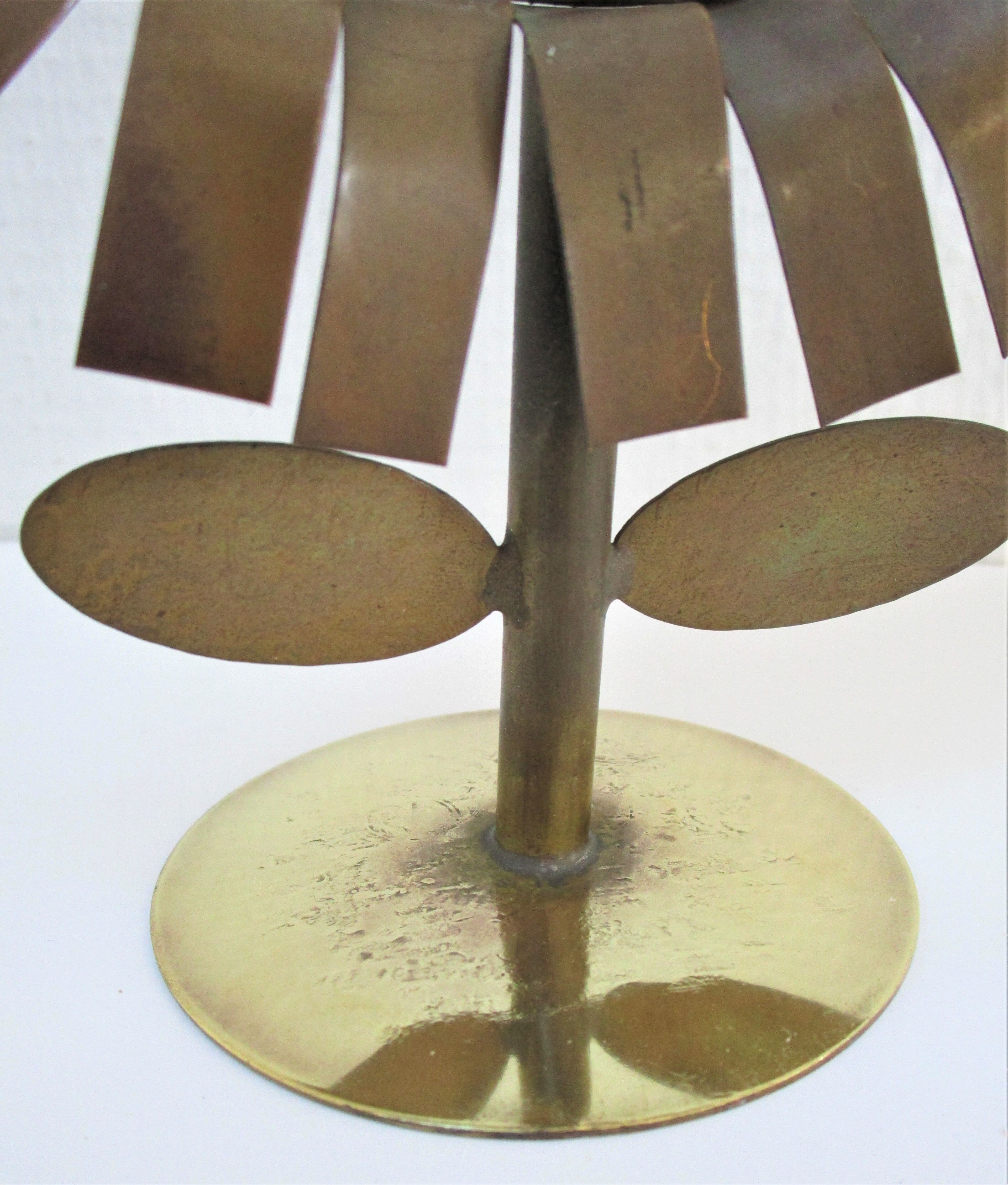 Copper and brass flower mirror by Vinay 60s