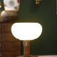 Mid-century vintage lamp — amber glass globe, 1960s