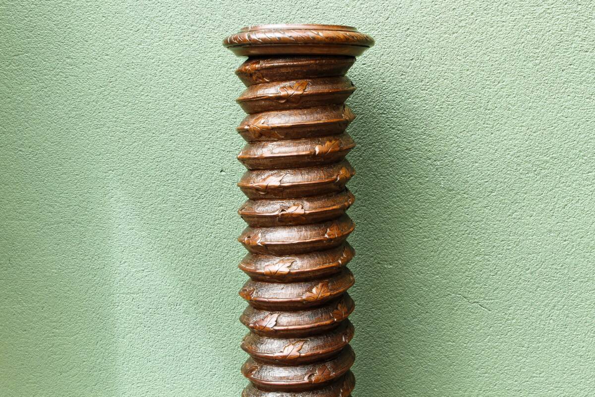Column, carved walnut press screw, 19th century