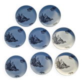 Set of 8 Flat Plates Pastoral Model Salins Manufacture