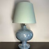 Iridescent blue ceramic lamp from the 80s
