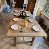 Solid wood farmhouse table with 2 extensions