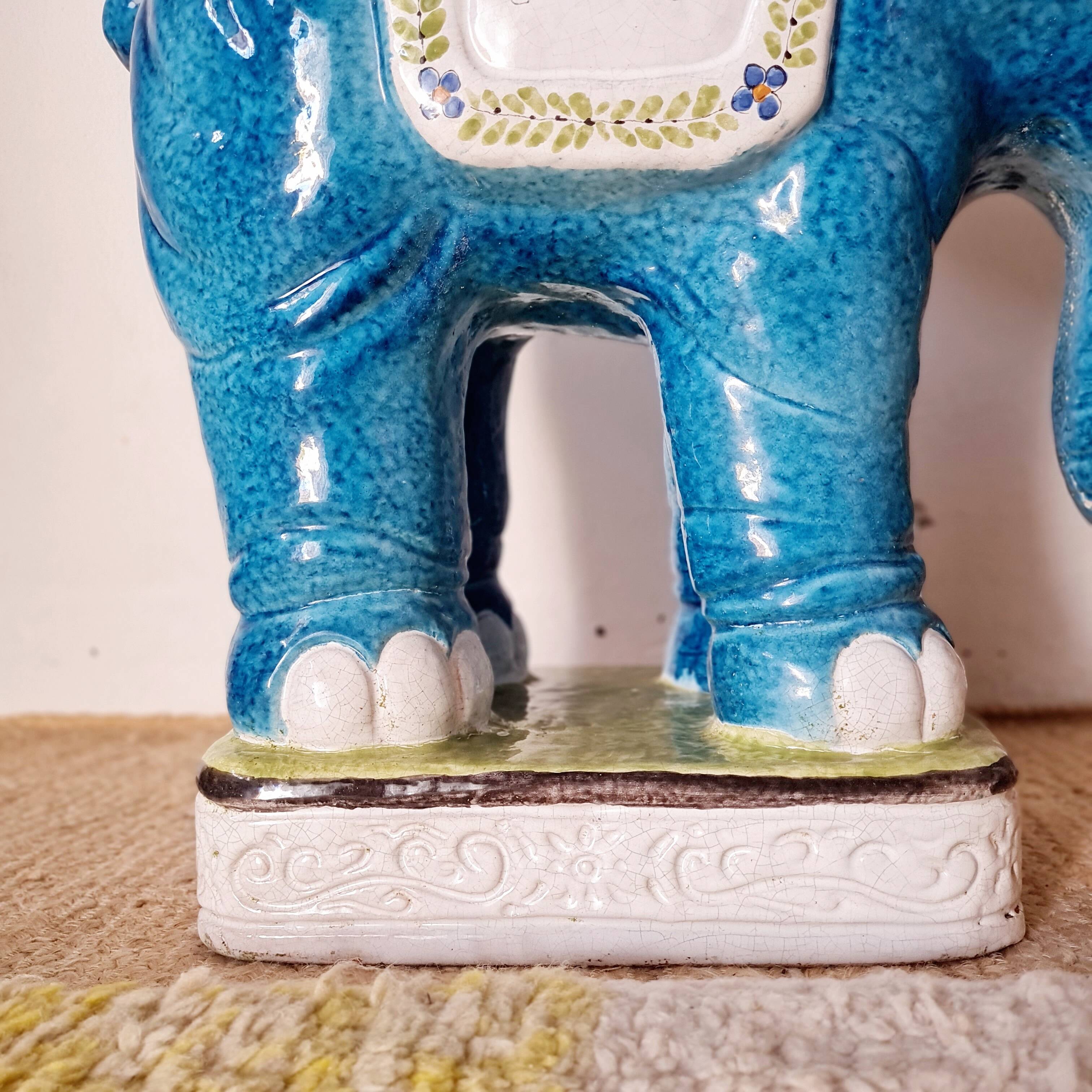 Elephant ceramic vintage plant stand side table