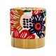 Contemporary Multicolour Floral-patterned Fabric and Brass Italian Circular Pouf