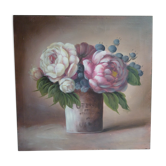 Bouquet de pivoines tableau peint à la main