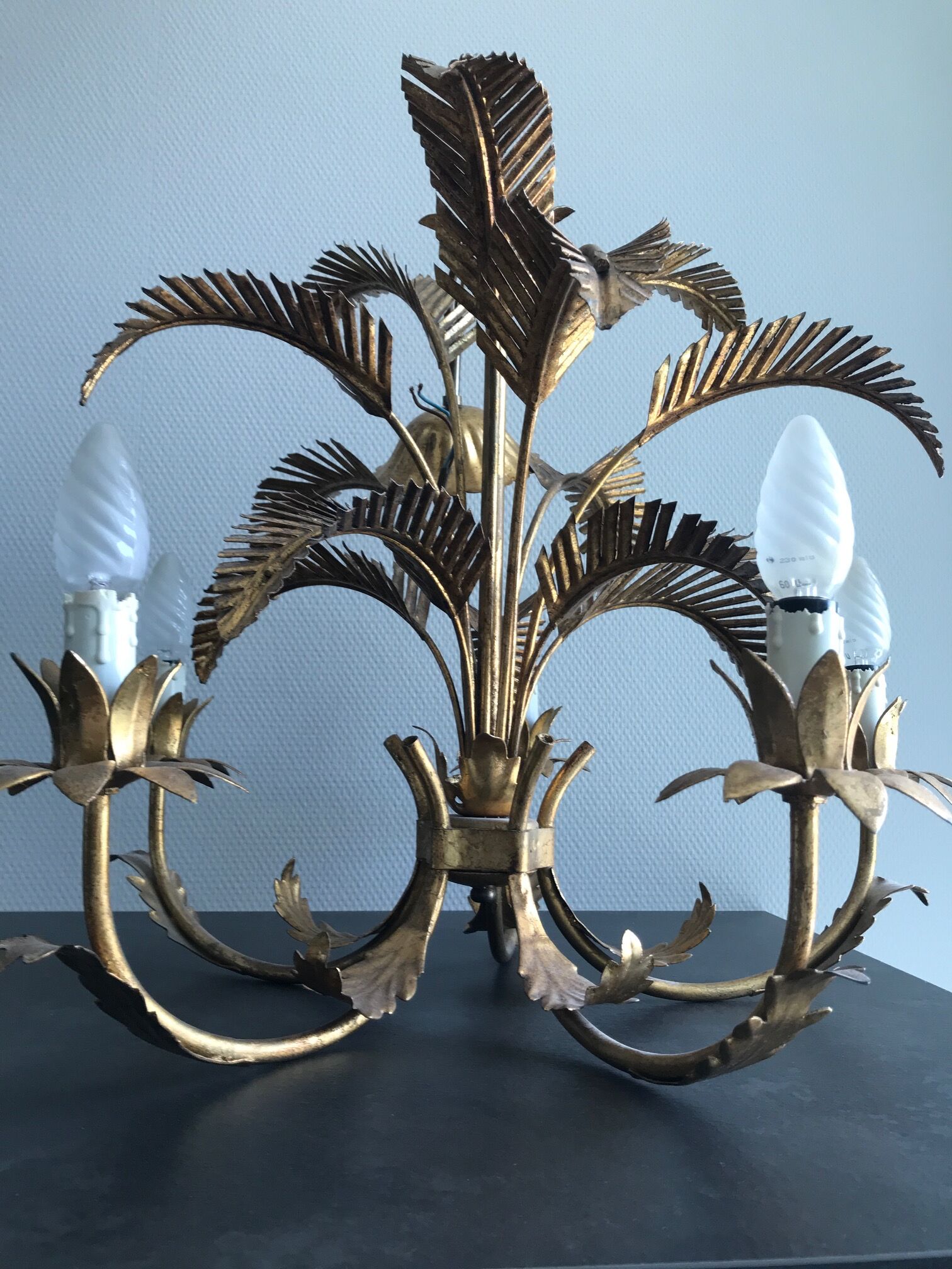 Palm leaf chandelier 1970