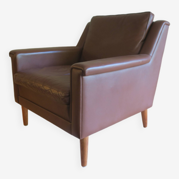 Mid century Danish brown leather lounge chair, 1960s