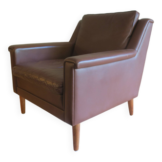Mid century Danish brown leather lounge chair, 1960s