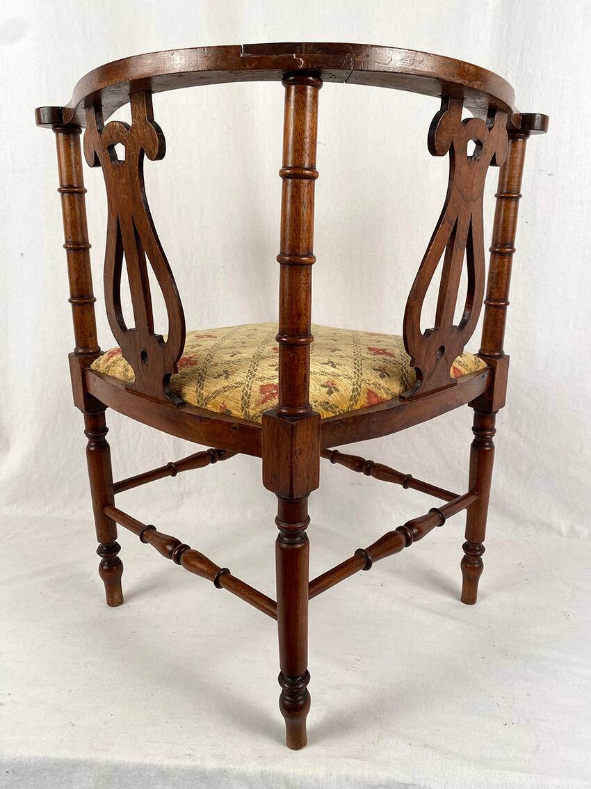 Fauteuil de coin à dossier lyre, vers 1900