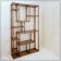 Asymmetrical shelf in bamboo and smoked glass - 1970s