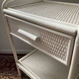 Vintage rattan bedside table from the 70s and 80s